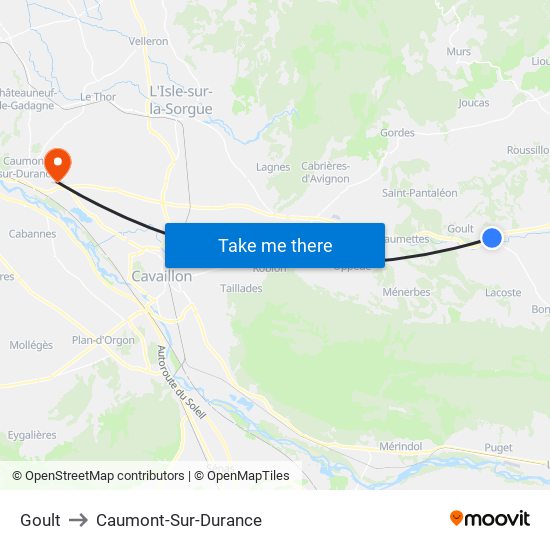 Goult to Caumont-Sur-Durance map