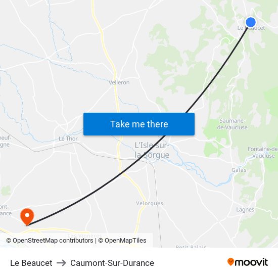 Le Beaucet to Caumont-Sur-Durance map