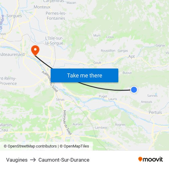 Vaugines to Caumont-Sur-Durance map