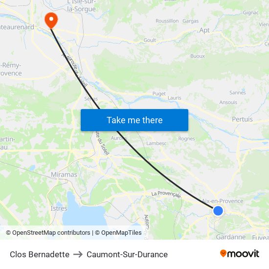 Clos Bernadette to Caumont-Sur-Durance map