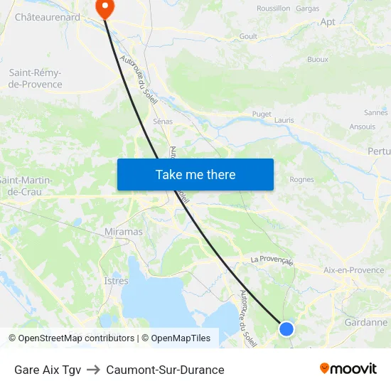 Gare Aix Tgv to Caumont-Sur-Durance map