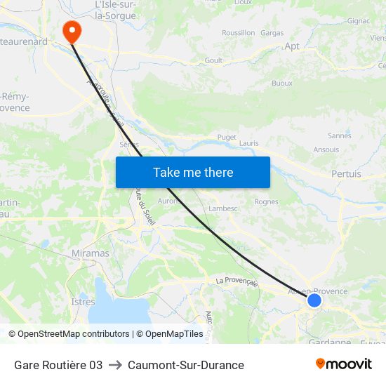 Gare Routière 03 to Caumont-Sur-Durance map