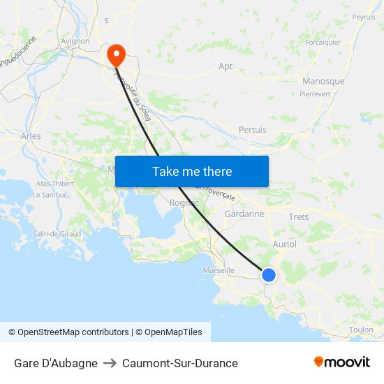 Gare D'Aubagne to Caumont-Sur-Durance map