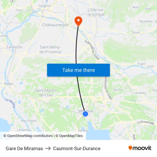 Gare De Miramas to Caumont-Sur-Durance map