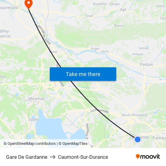 Gare De Gardanne to Caumont-Sur-Durance map