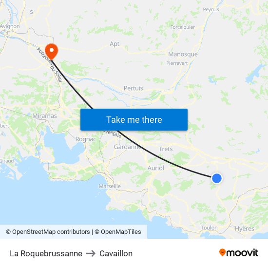 La Roquebrussanne to Cavaillon map