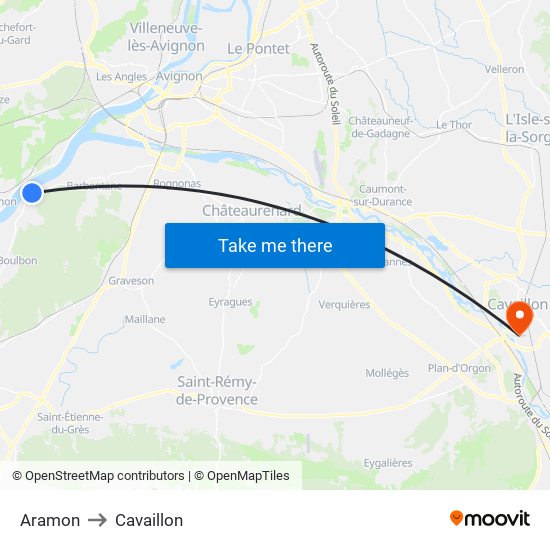 Aramon to Cavaillon map