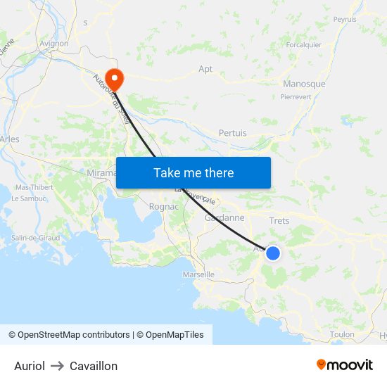 Auriol to Cavaillon map