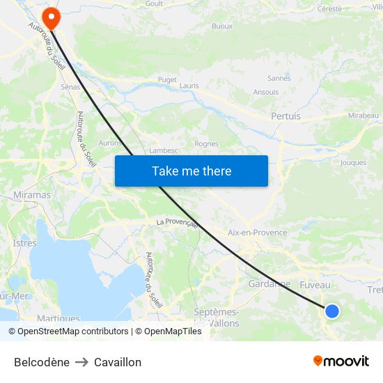 Belcodène to Cavaillon map