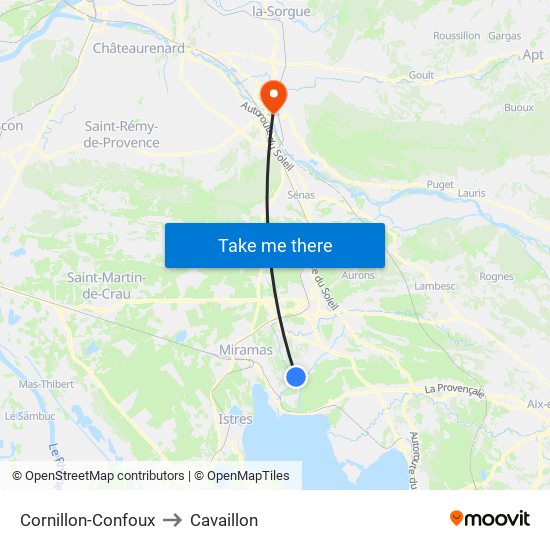 Cornillon-Confoux to Cavaillon map