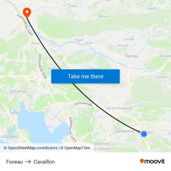 Fuveau to Cavaillon map