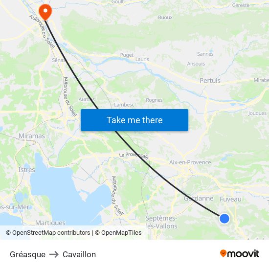 Gréasque to Cavaillon map