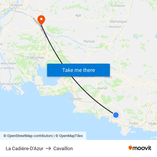 La Cadière-D'Azur to Cavaillon map