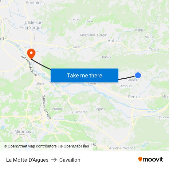 La Motte-D'Aigues to Cavaillon map