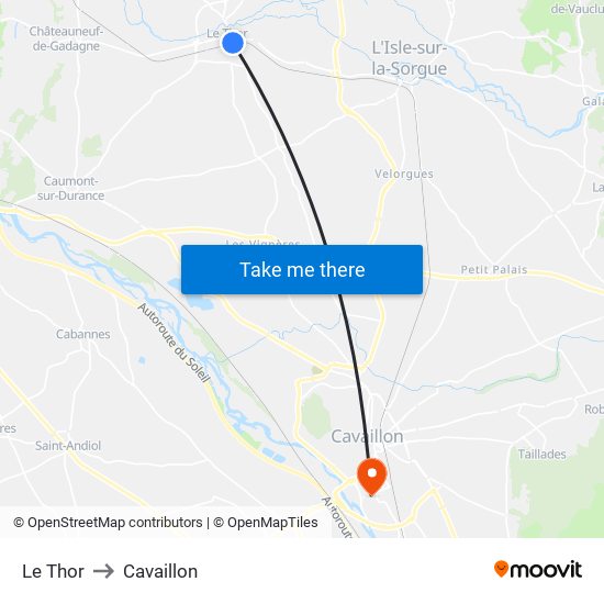 Le Thor to Cavaillon map