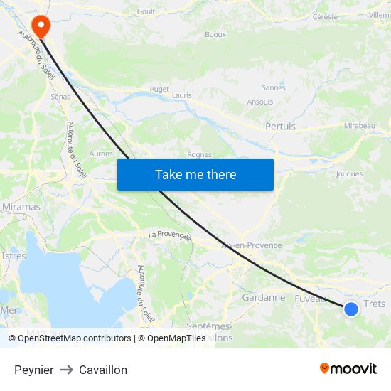 Peynier to Cavaillon map