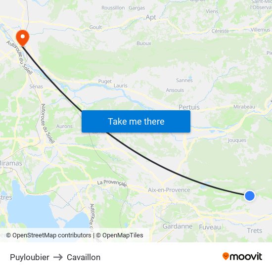 Puyloubier to Cavaillon map