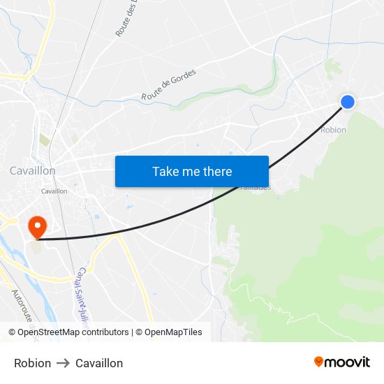 Robion to Cavaillon map