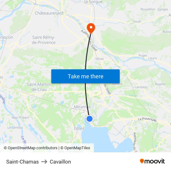 Saint-Chamas to Cavaillon map
