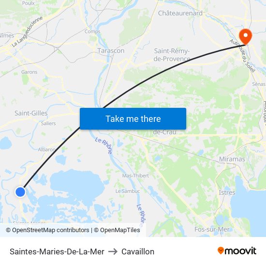 Saintes-Maries-De-La-Mer to Cavaillon map