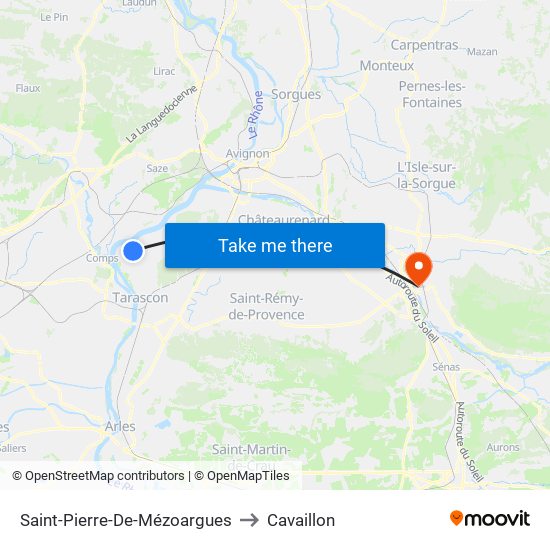 Saint-Pierre-De-Mézoargues to Cavaillon map