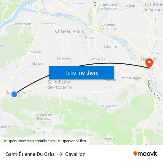 Saint-Étienne-Du-Grès to Cavaillon map