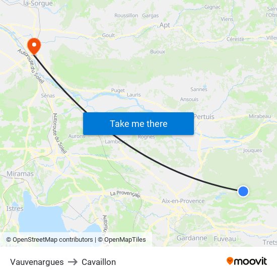 Vauvenargues to Cavaillon map