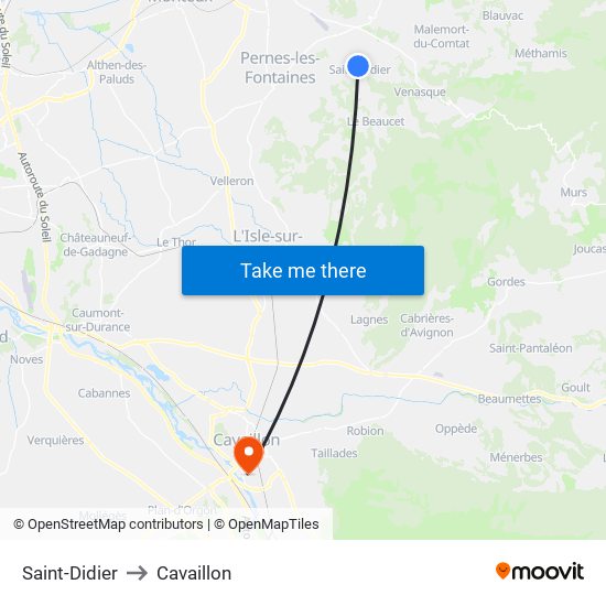 Saint-Didier to Cavaillon map