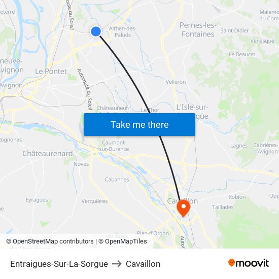 Entraigues-Sur-La-Sorgue to Cavaillon map