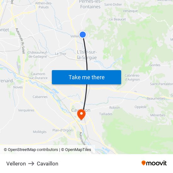 Velleron to Cavaillon map