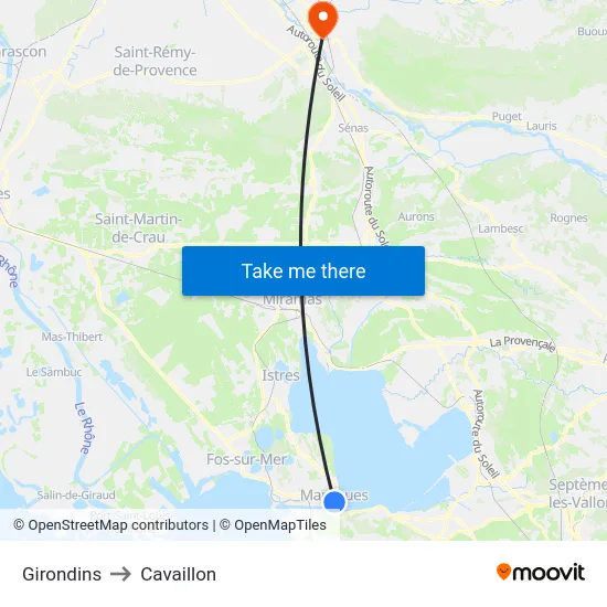 Girondins to Cavaillon map