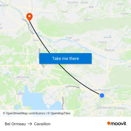 Bel Ormeau to Cavaillon map