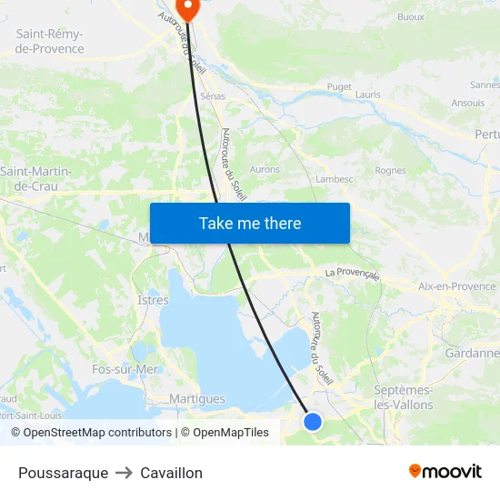 Poussaraque to Cavaillon map