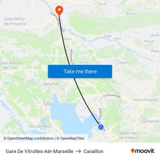 Gare De Vitrolles-Aér-Marseille to Cavaillon map