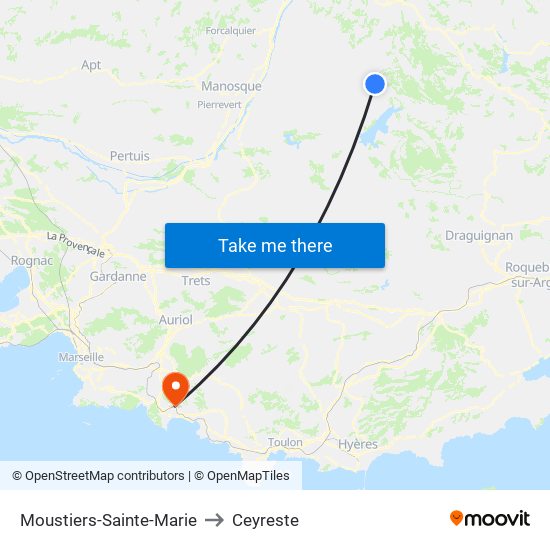 Moustiers-Sainte-Marie to Ceyreste map