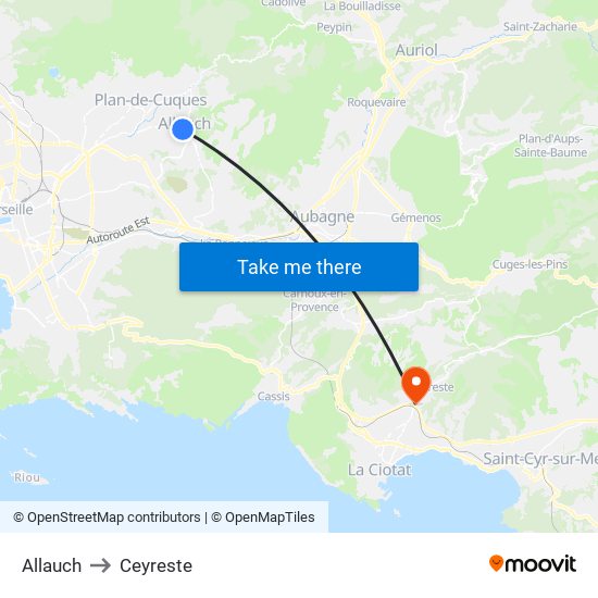 Allauch to Ceyreste map
