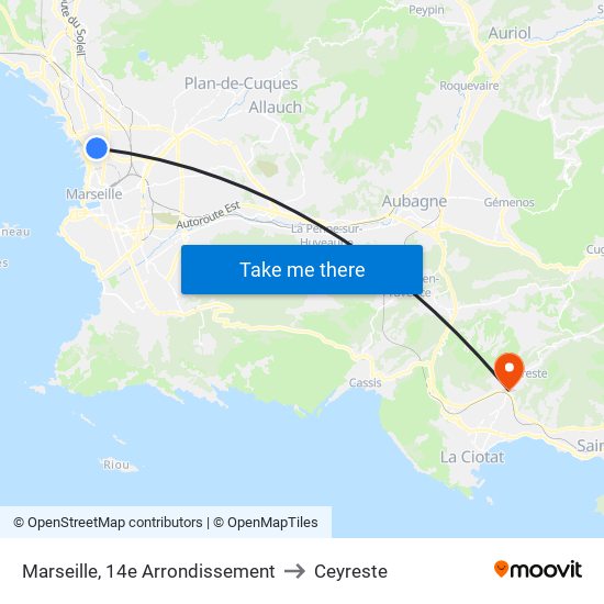 Marseille, 14e Arrondissement to Ceyreste map