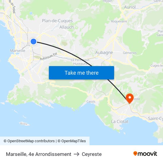 Marseille, 4e Arrondissement to Ceyreste map