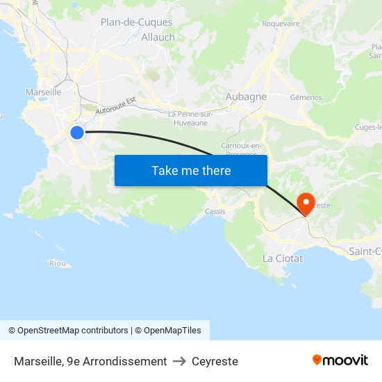 Marseille, 9e Arrondissement to Ceyreste map