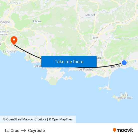 La Crau to Ceyreste map