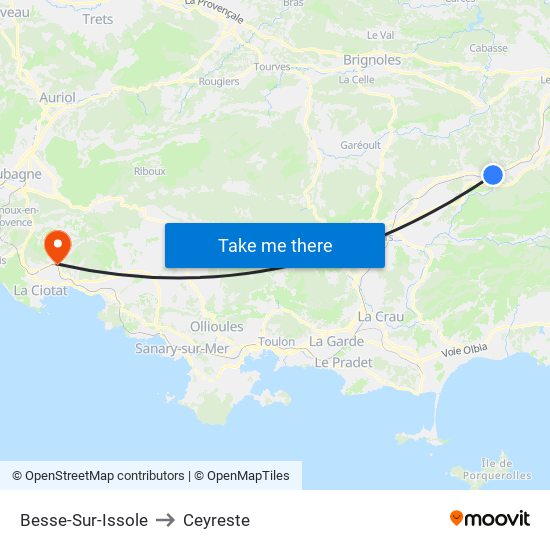Besse-Sur-Issole to Ceyreste map