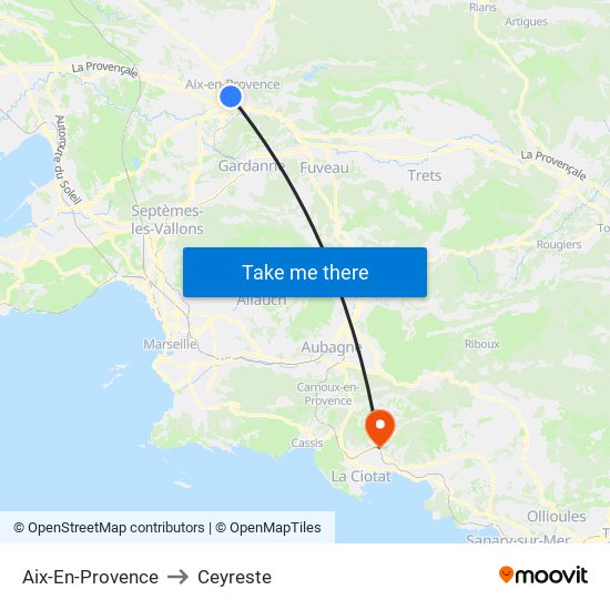 Aix-En-Provence to Ceyreste map
