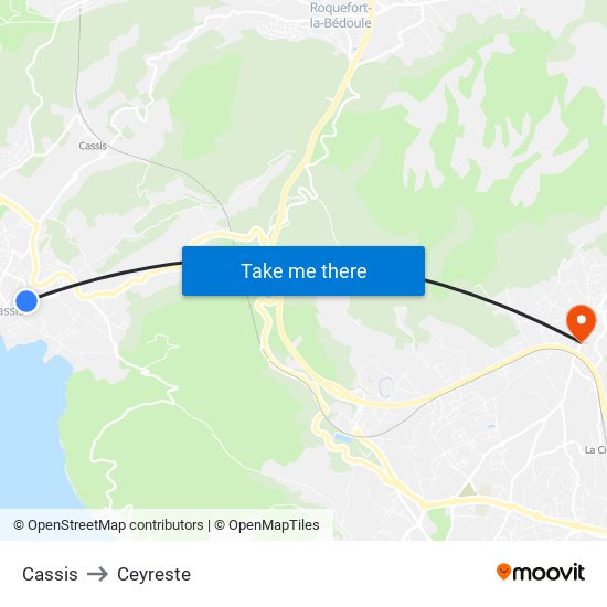 Cassis to Ceyreste map