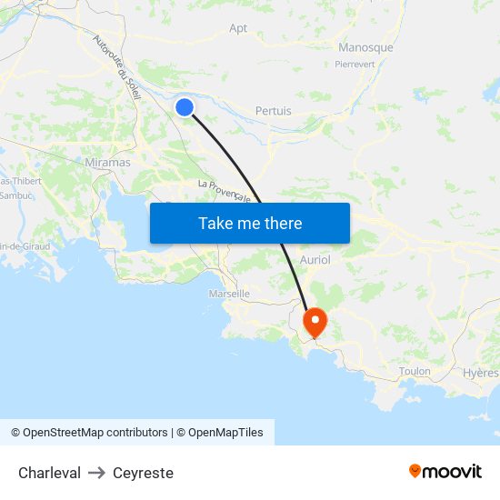 Charleval to Ceyreste map