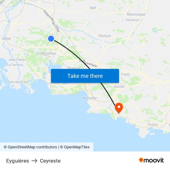 Eyguières to Ceyreste map