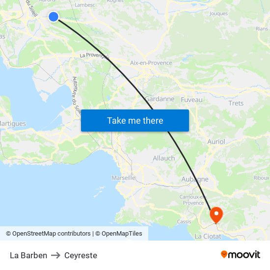 La Barben to Ceyreste map