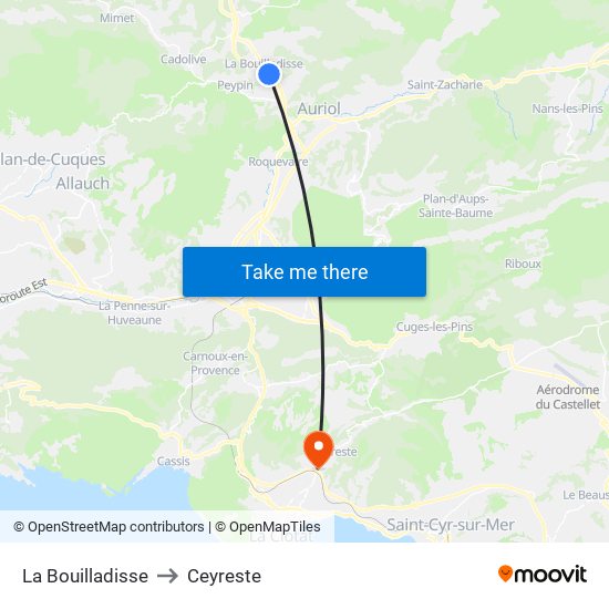 La Bouilladisse to Ceyreste map