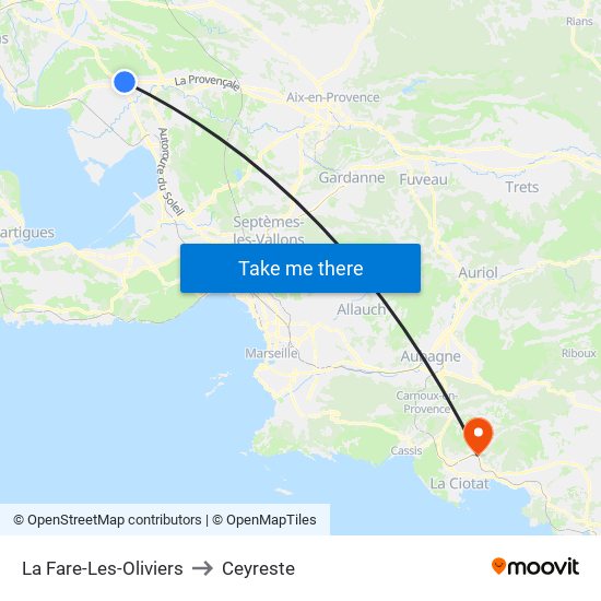 La Fare-Les-Oliviers to Ceyreste map