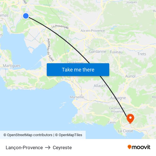 Lançon-Provence to Ceyreste map