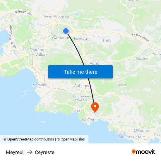 Meyreuil to Ceyreste map